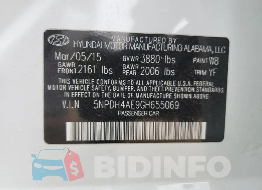 5NPDH4AE9GH655069 Photo# 12