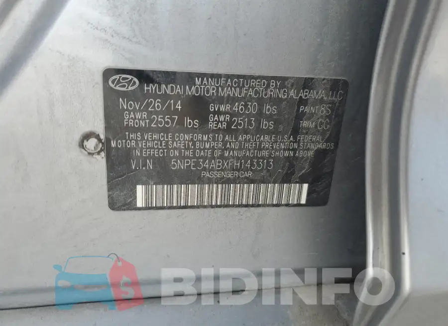 5NPE34ABXFH143313 Photo# 12