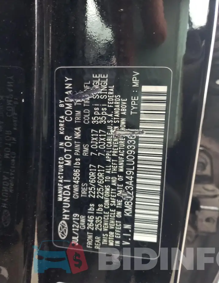 KM8J23A49LU093367 Photo# 13