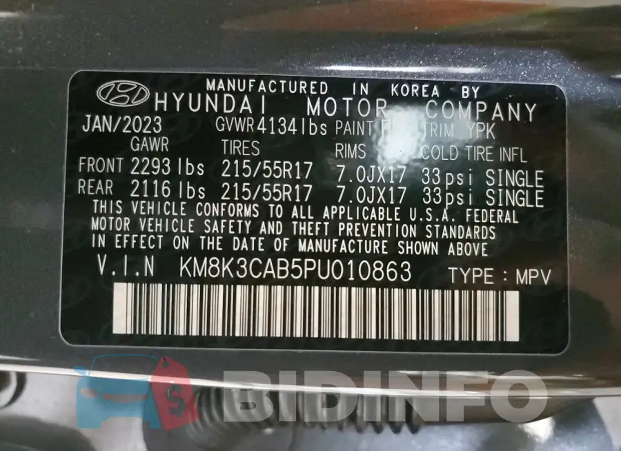 KM8K3CAB5PU010863 Photo# 13