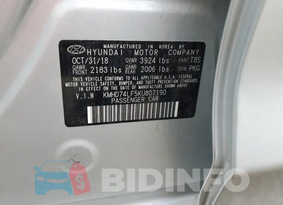 KMHD74LF5KU807190 Photo# 12