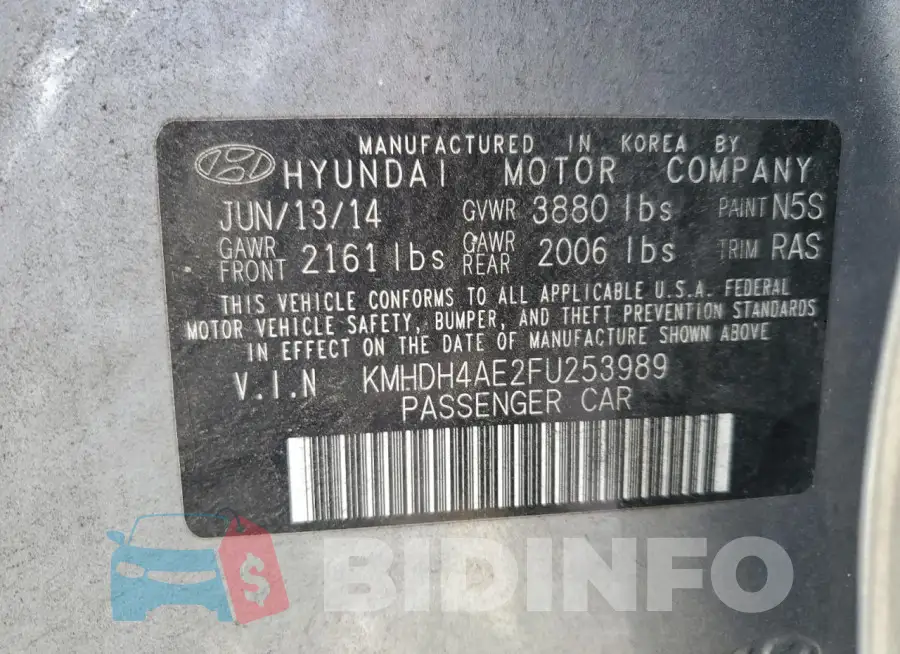 KMHDH4AE2FU253989 Photo# 12