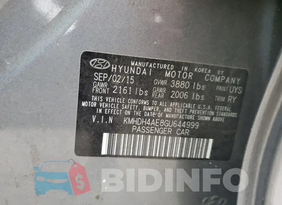 KMHDH4AE8GU644999 Photo# 12