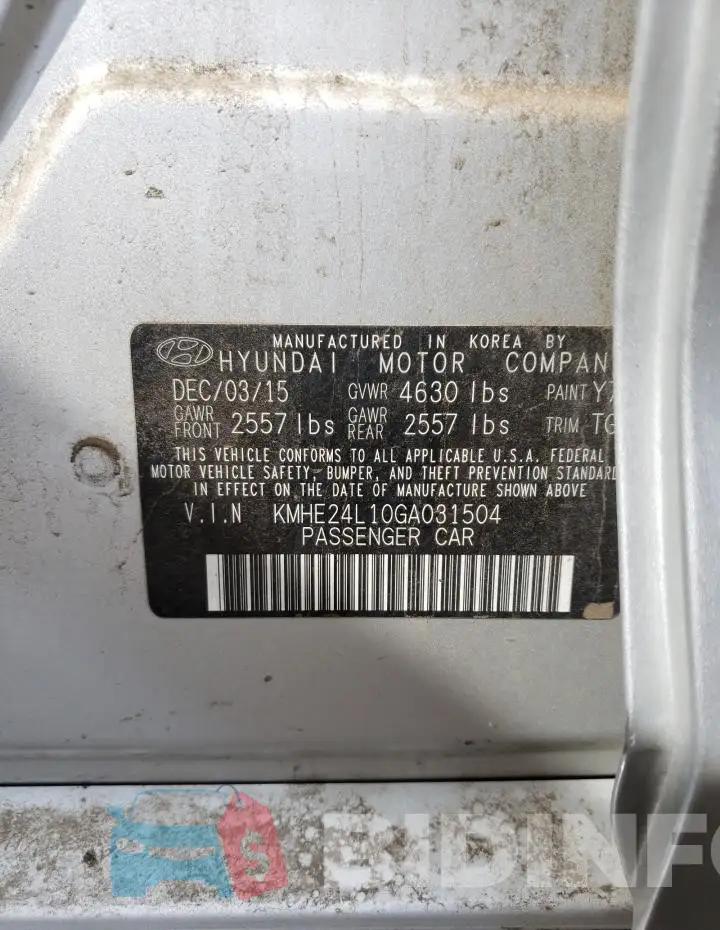 KMHE24L10GA031504 Photo# 12