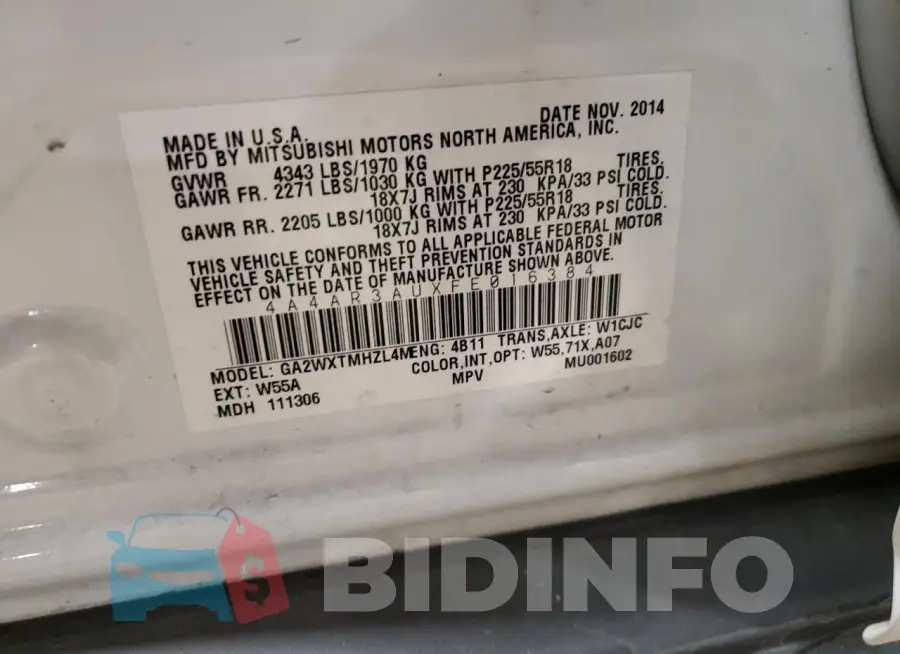 4A4AR3AUXFE016384 Photo# 12