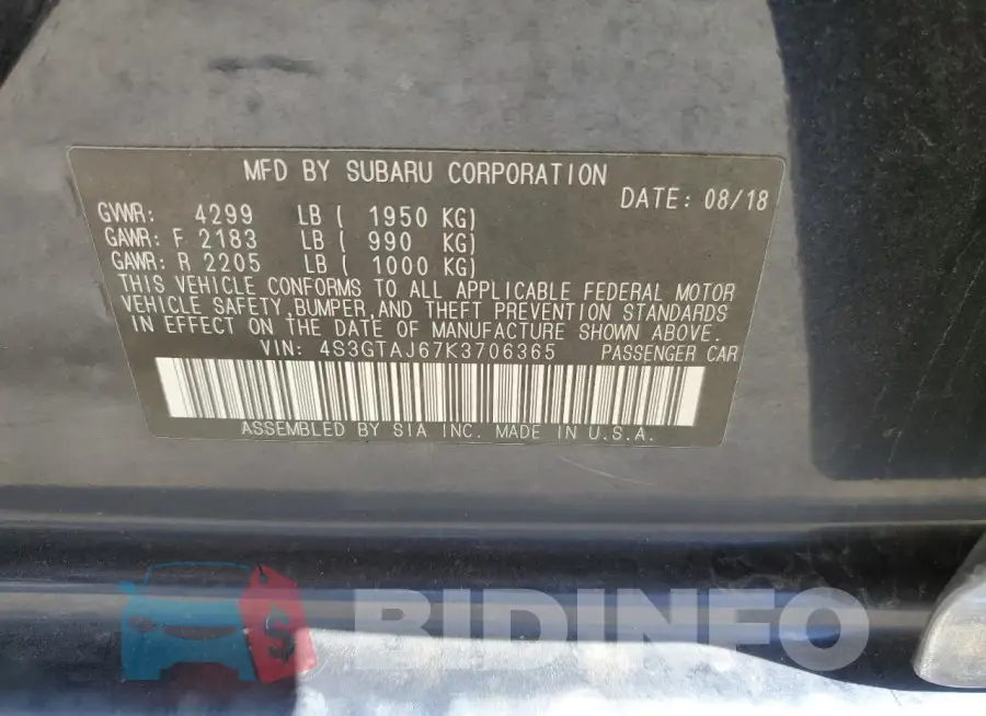 4S3GTAJ67K3706365 Photo# 12