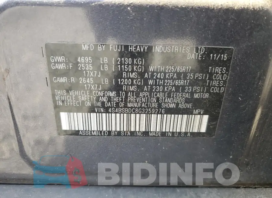 4S4BSBDC8G3259276 Photo# 12
