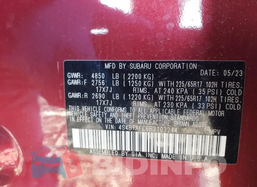 4S4BTAFC6R3103244 Photo# 13