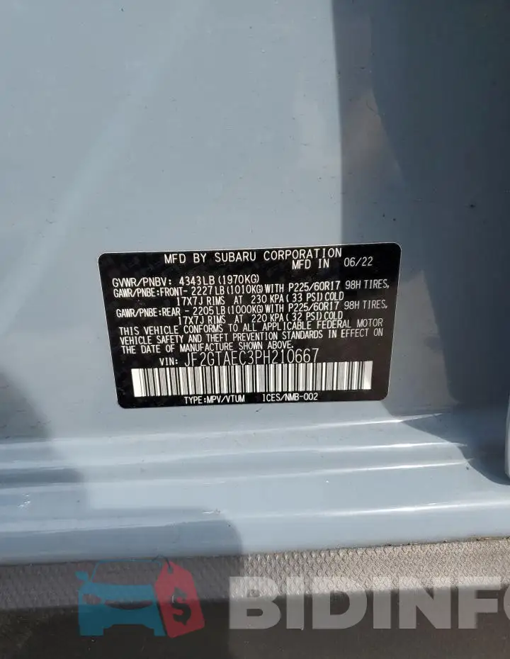JF2GTAEC3PH210667 Photo# 14