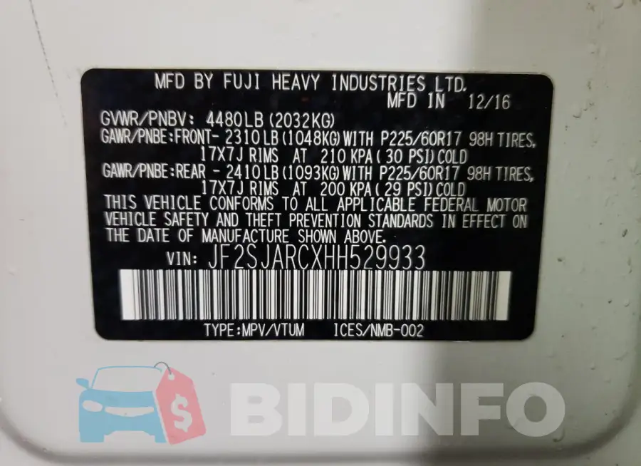 JF2SJARCXHH529933 Photo# 13
