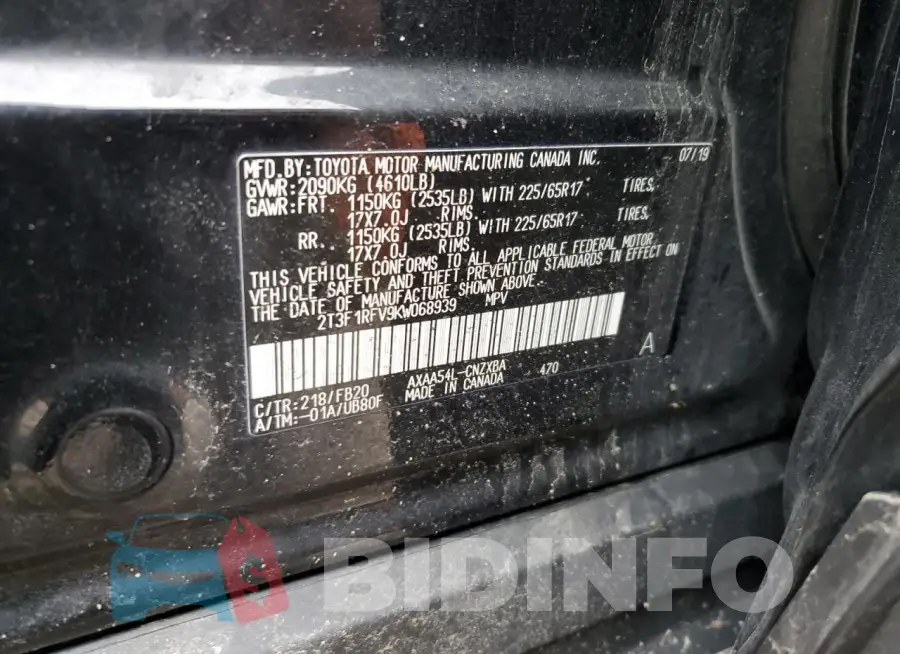 2T3F1RFV9KW068939 Photo# 12
