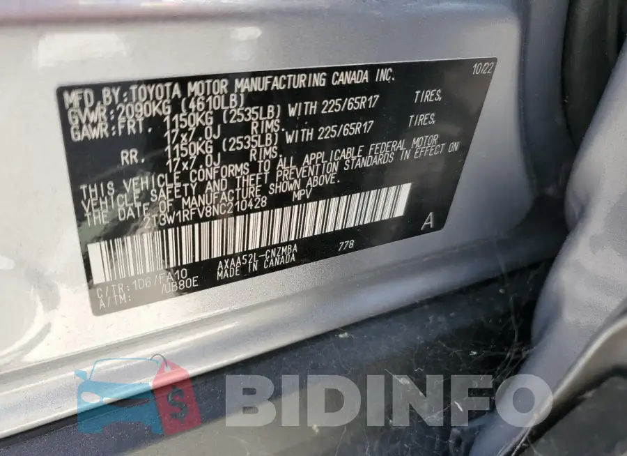 2T3W1RFV8NC210428 Photo# 13