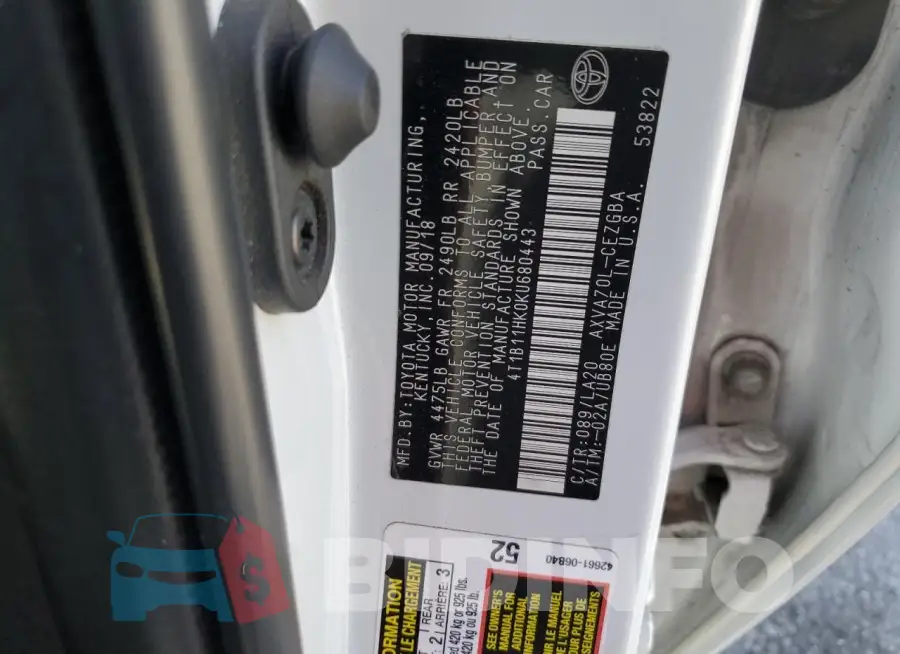 4T1B11HK0KU680443 Photo# 12