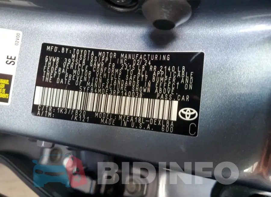 5YFB4MDE3RP140038 Photo# 12