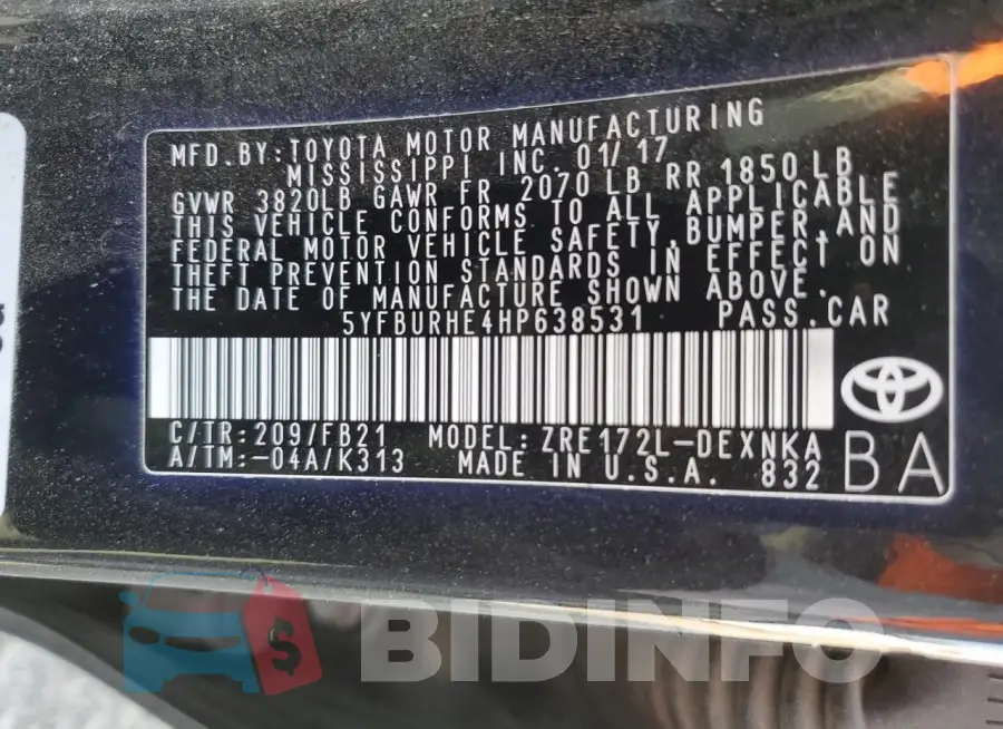 5YFBURHE4HP638531 Photo# 13