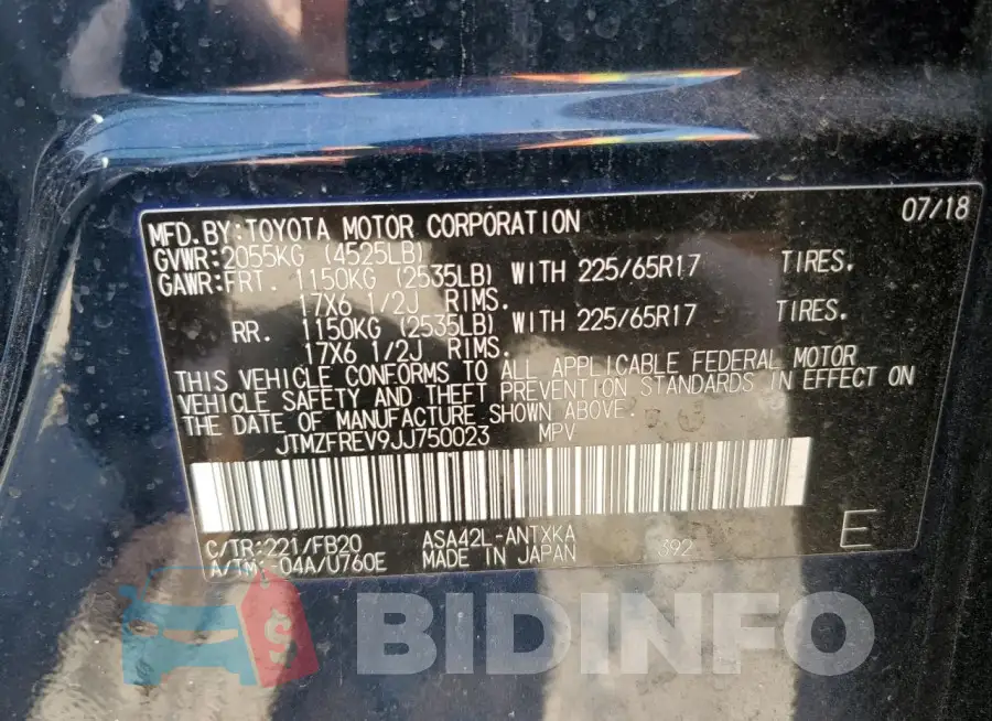 JTMZFREV9JJ750023 Photo# 13