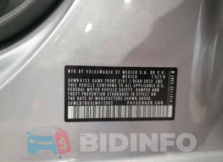 3VWCB7BU3LM012982 Photo# 12