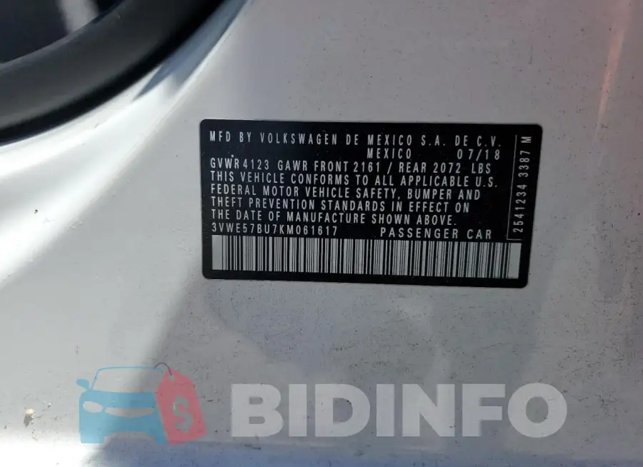 3VWE57BU7KM061617 Photo# 12