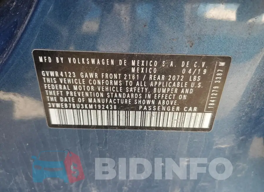 3VWEB7BU3KM192438 Photo# 12