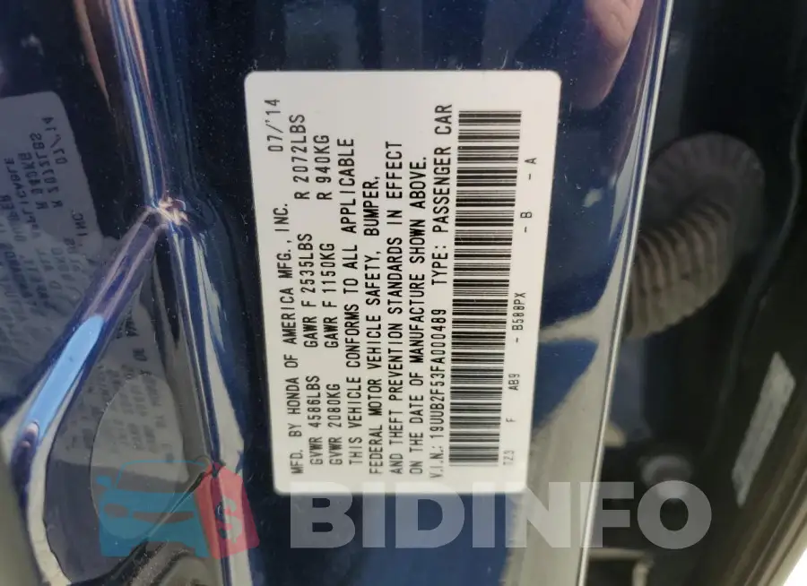 19UUB2F53FA000489 Photo# 12