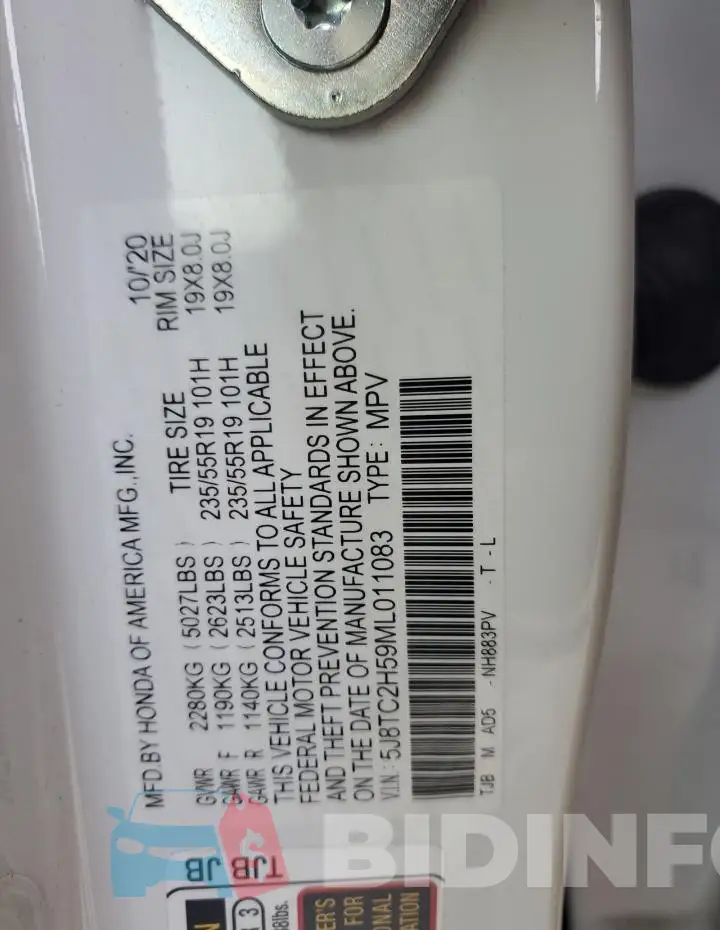 5J8TC2H59ML011083 Photo# 12
