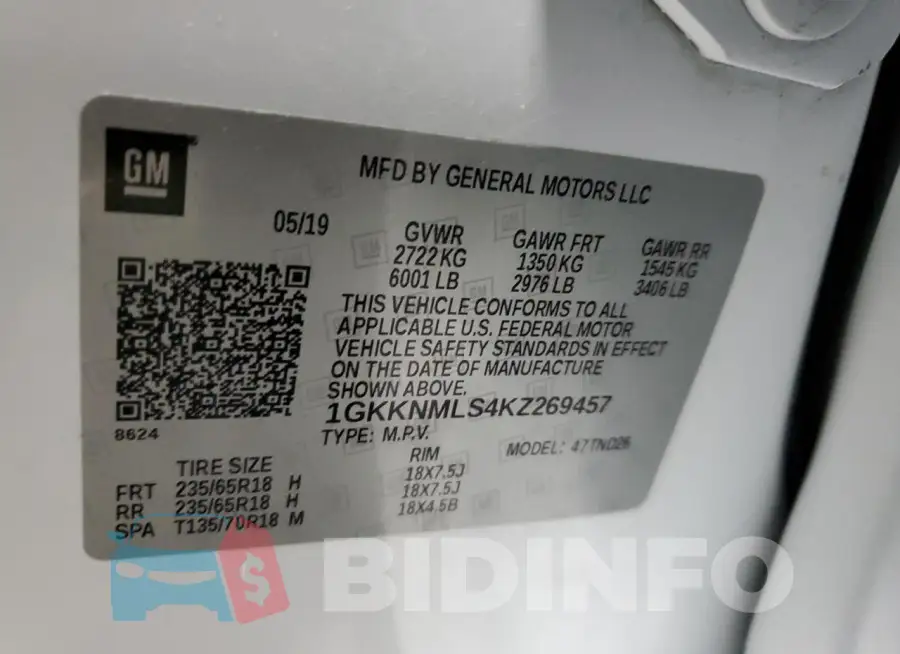 1GKKNMLS4KZ269457 Photo# 12