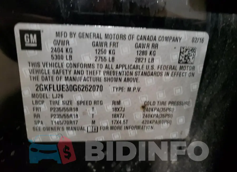 2GKFLUE30G6262070 Photo# 13