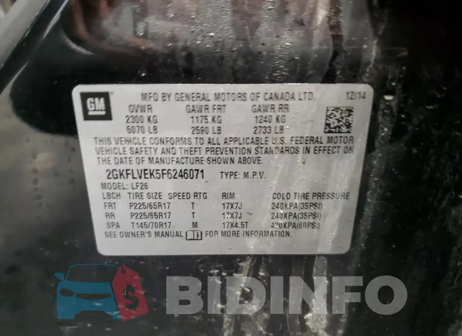 2GKFLVEK5F6246071 Photo# 13