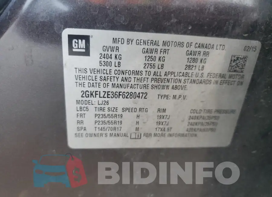 2GKFLZE36F6280472 Photo# 12
