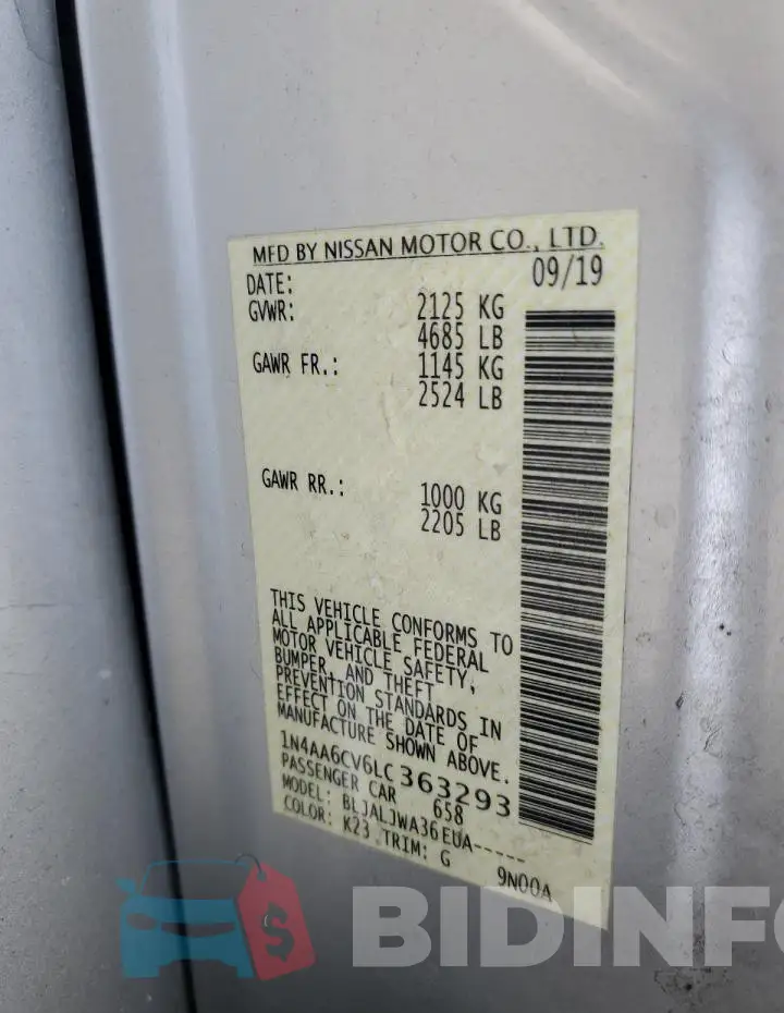 1N4AA6CV6LC363293 Photo# 12
