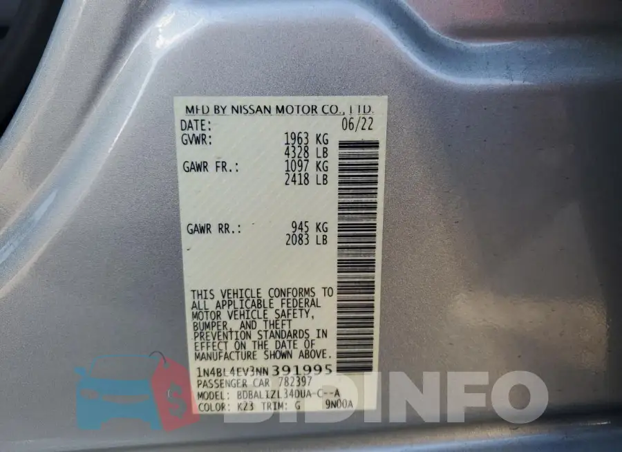 1N4BL4EV3NN391995 Photo# 12