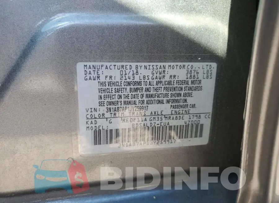 3N1AB7AP1JY259917 Photo# 12