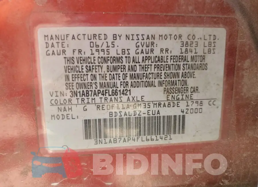 3N1AB7AP4FL661421 Photo# 13