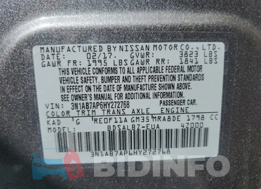3N1AB7AP6HY272768 Photo# 13