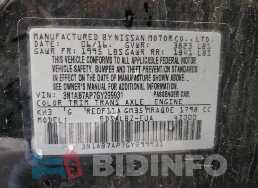 3N1AB7AP7GY299931 Photo# 12