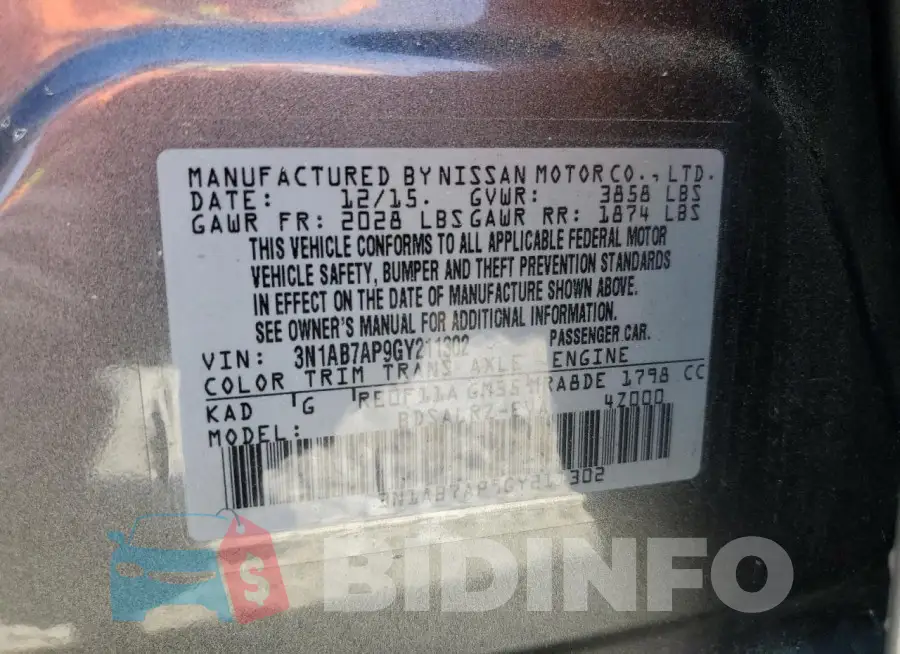 3N1AB7AP9GY211302 Photo# 12