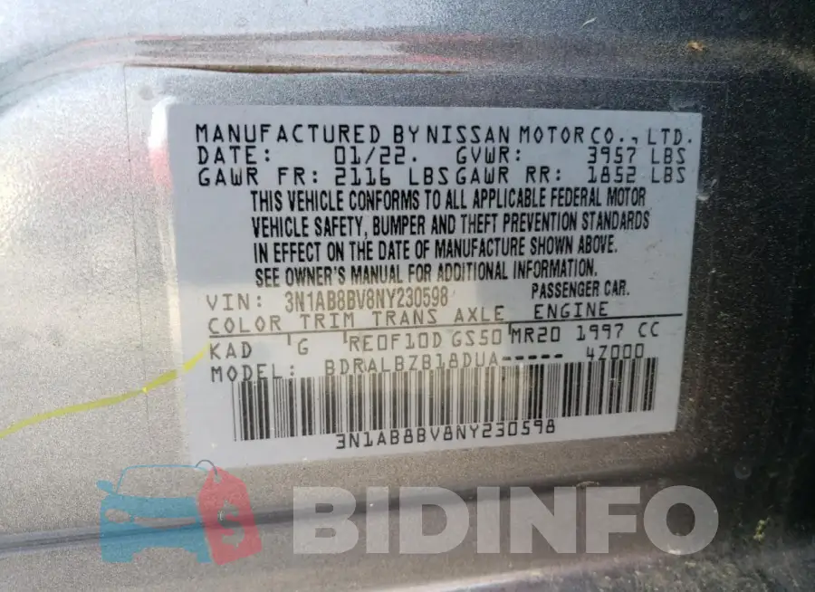 3N1AB8BV8NY230598 Photo# 12