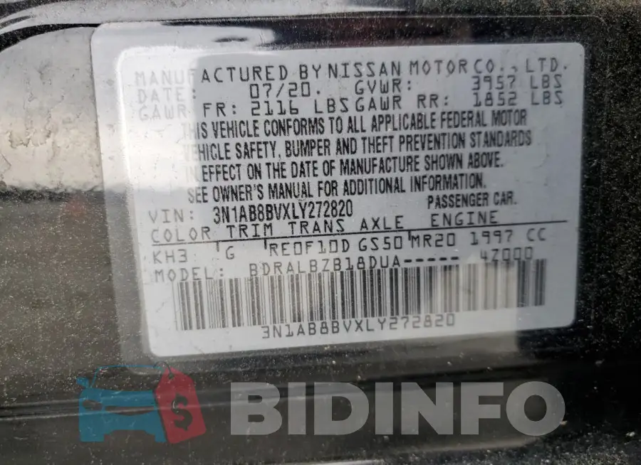3N1AB8BVXLY272820 Photo# 12