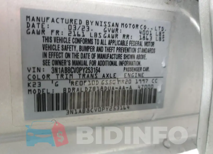 3N1AB8CV0PY253164 Photo# 12