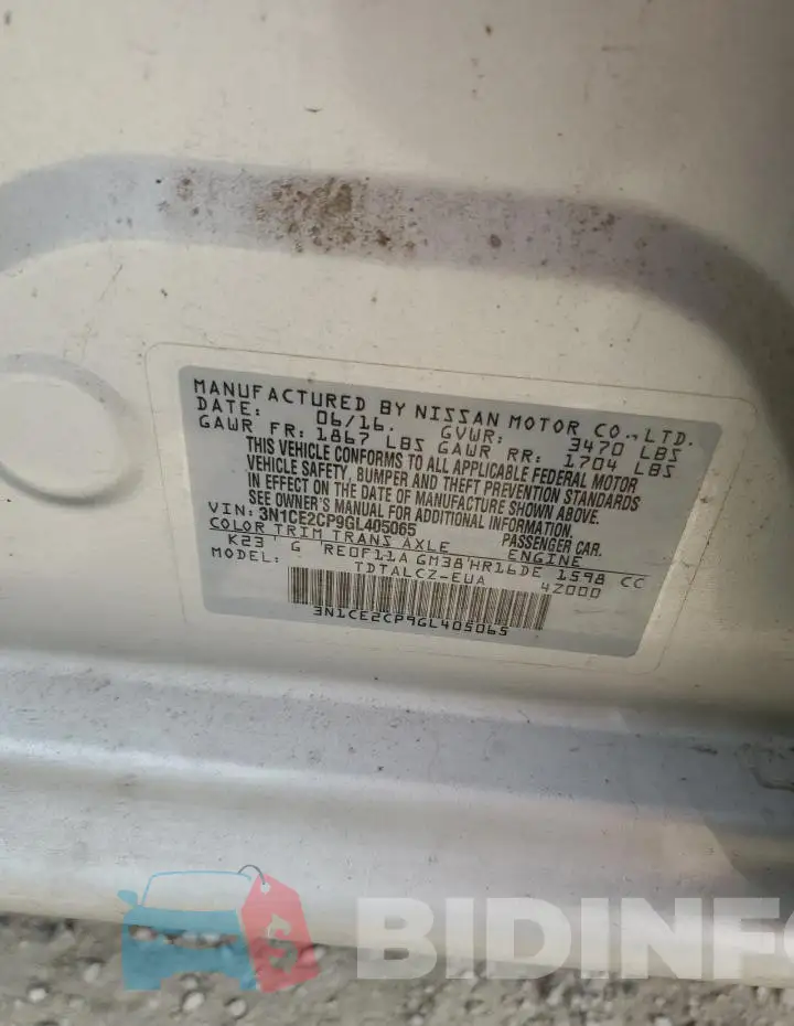 3N1CE2CP9GL405065 Photo# 12
