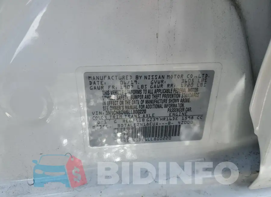 3N1CN8DV6LL800220 Photo# 12