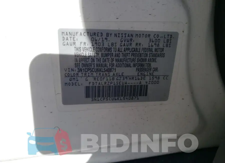 3N1CP5CU6KL540871 Photo# 12