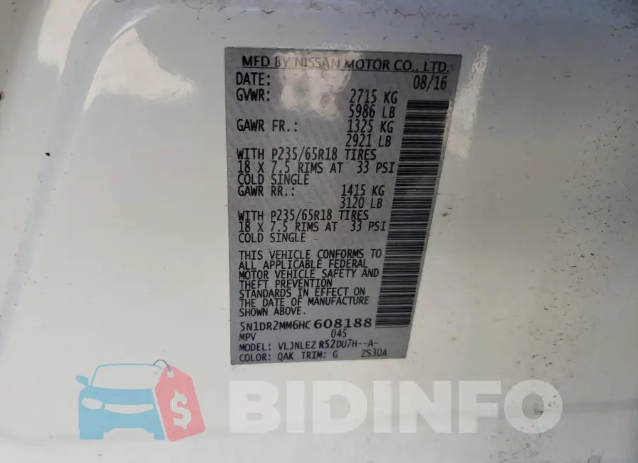 5N1DR2MM6HC608188 Photo# 13