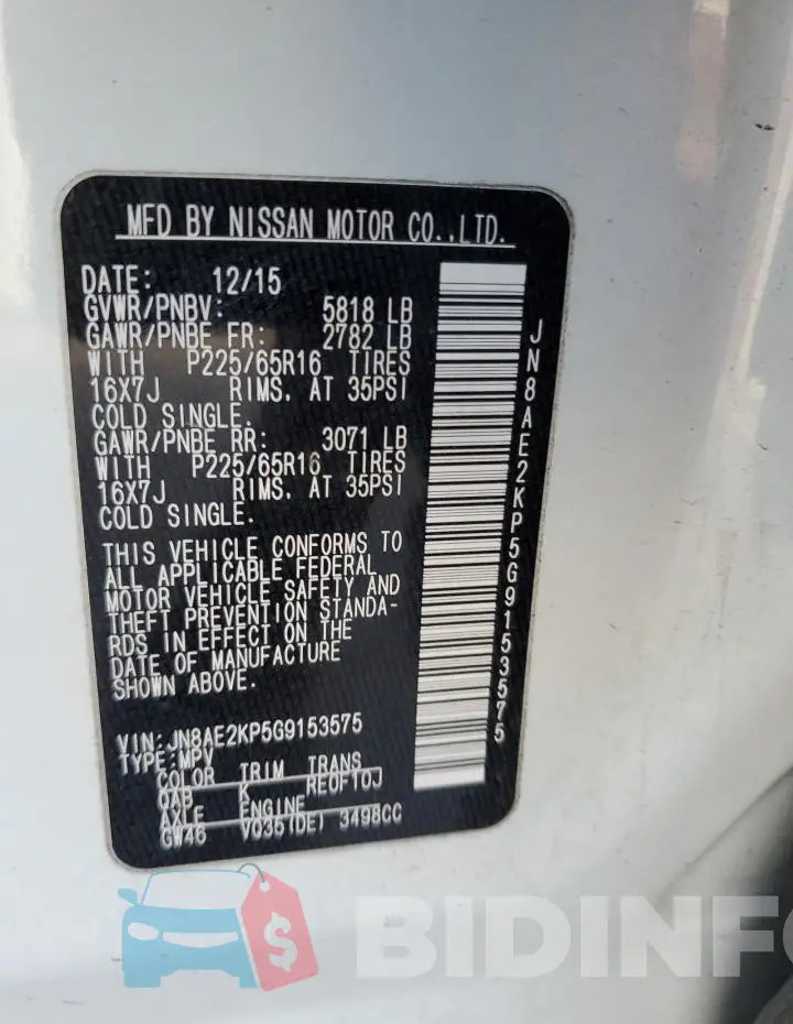JN8AE2KP5G9153575 Photo# 12
