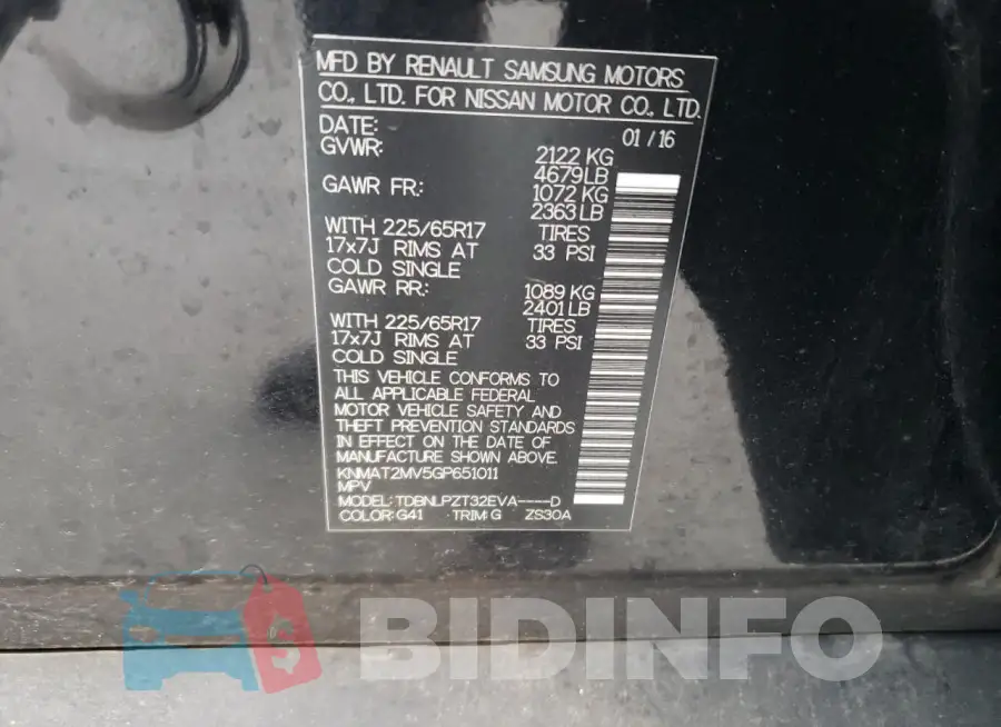 KNMAT2MV5GP651011 Photo# 14