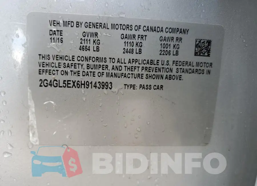 2G4GL5EX6H9143993 Photo# 12