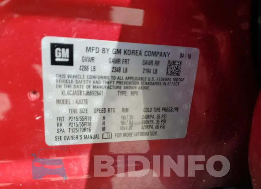 KL4CJASB1JB692641 Photo# 12