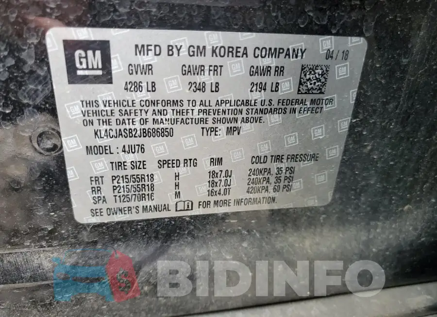 KL4CJASB2JB686850 Photo# 13