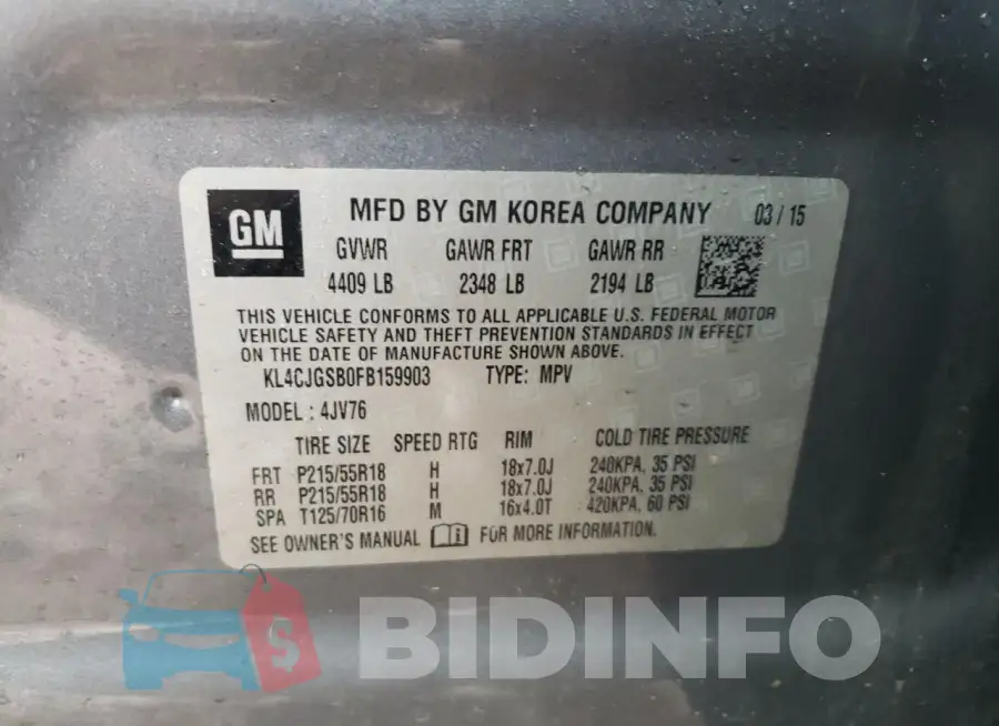 KL4CJGSB0FB159903 Photo# 12