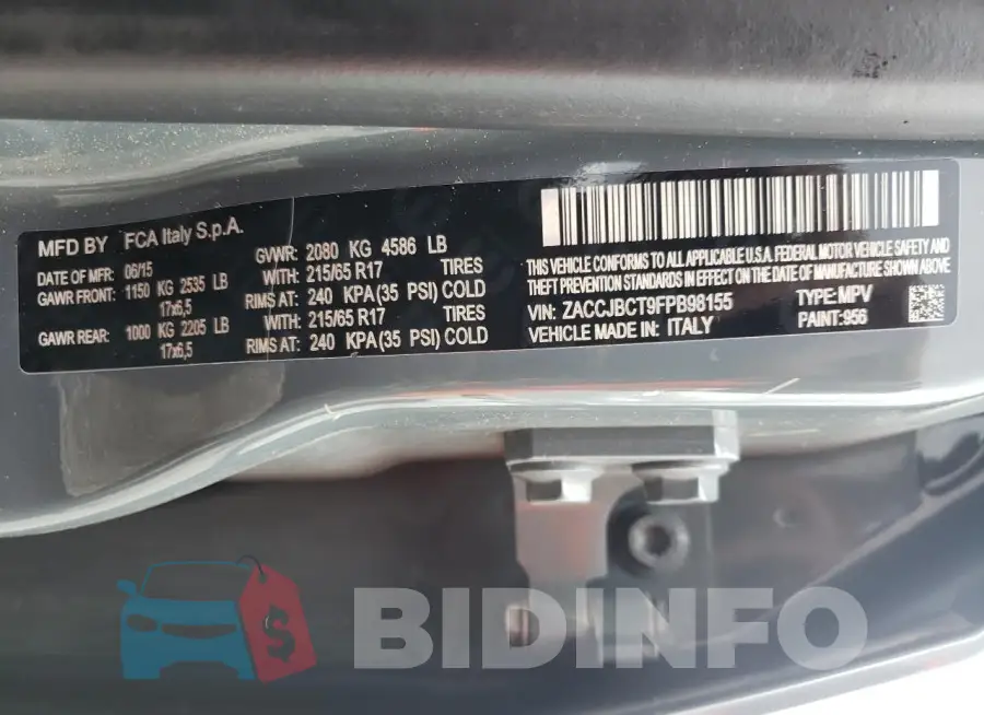 ZACCJBCT9FPB98155 Photo# 13